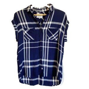 Rails Women’s XS Plaid Boyfriend Britt Top Button Up Short Sleeve Preppy